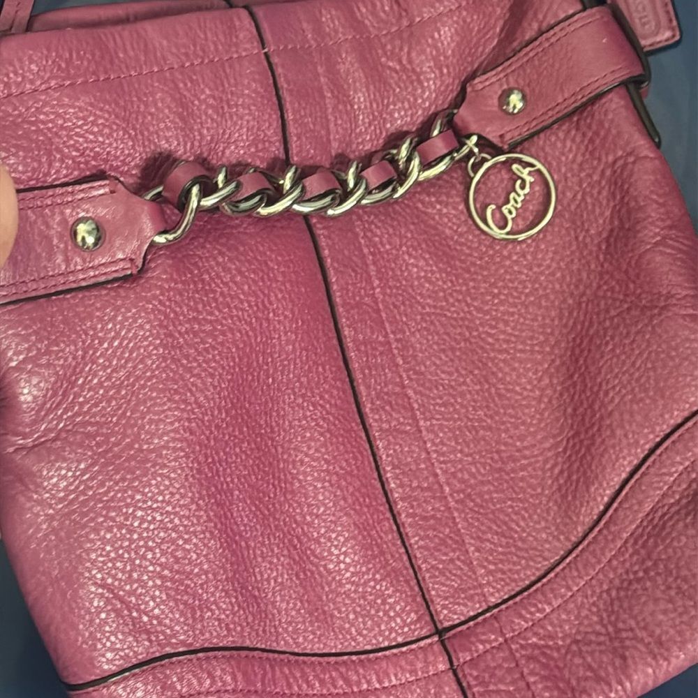 EUC *Coach* Fuscia Magenta BARBIE Pink Leather Handbag - Picture 2 of 12